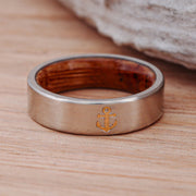 Metal Band with 24k Anchor Inlay and Whiskey Barrel Liner