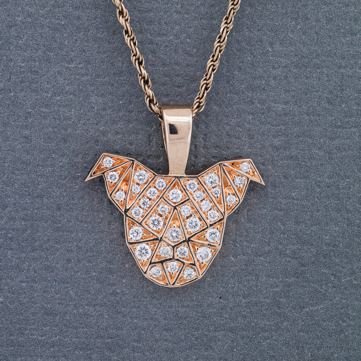 Gold Diamond Puppy Head Pendant