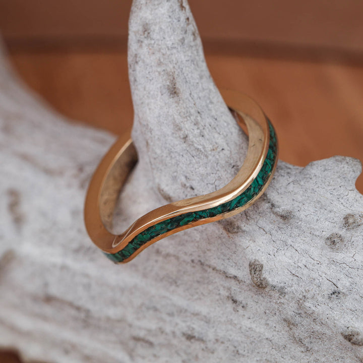 Gold or Silver Malachite U-Ring
