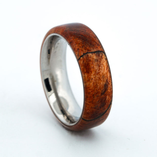 SALE RING - Stainless Steel, Maple Wood - Size 6