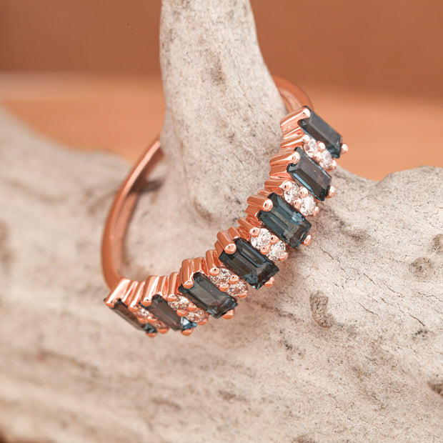 Rose Gold Diamond and Topaz Stacking Band