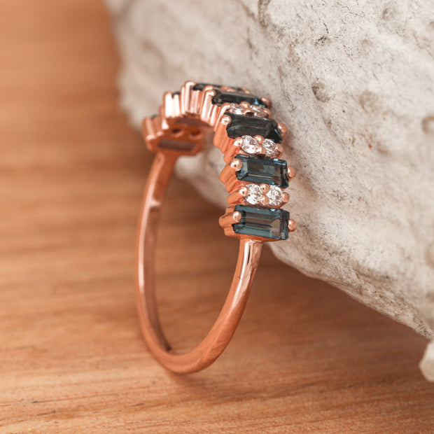 Rose Gold Diamond and Topaz Stacking Band