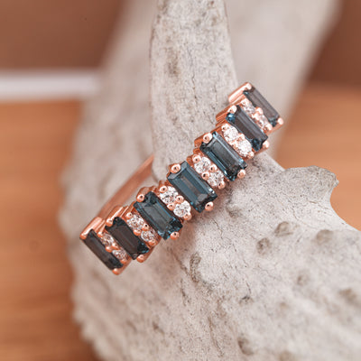 Rose Gold Diamond and Topaz Stacking Band