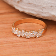 Yellow Gold Diamond Stacking Band Marquise and Round Diamonds