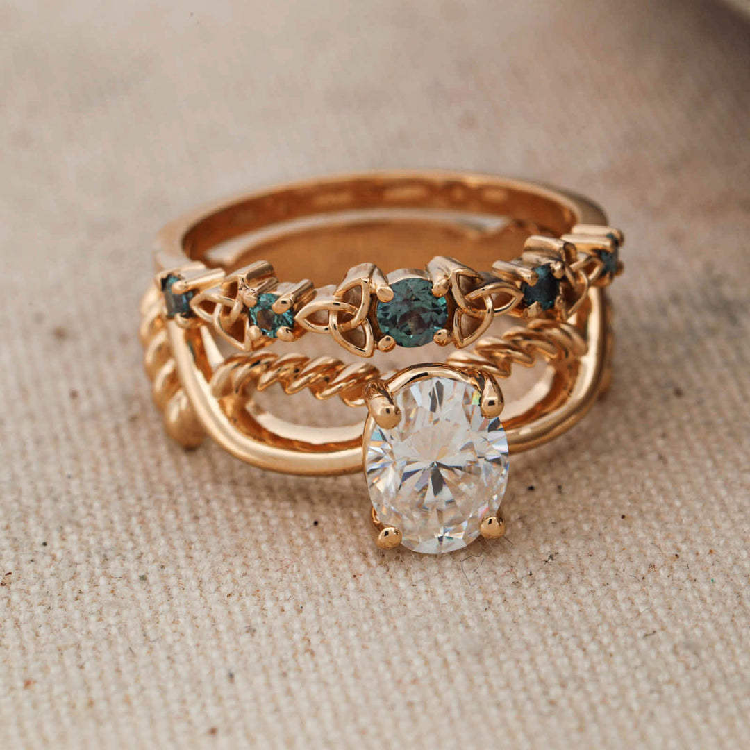 Diamond and Alexandrite Engagement Ring with Celtic Knots