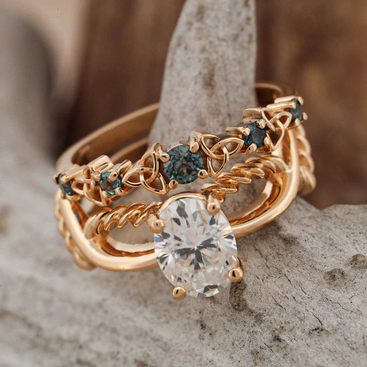 Diamond and Alexandrite Engagement Ring with Celtic Knots