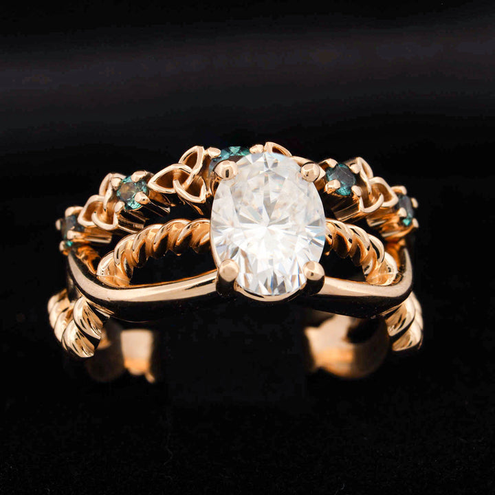 Diamond and Alexandrite Ring Set with Celtic Knots