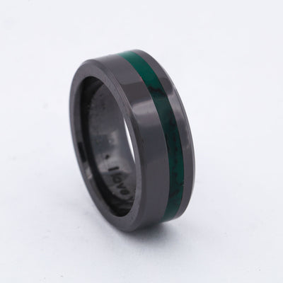 SALE RING -  Black Zirconium & Imperial Jade - Size 8.5