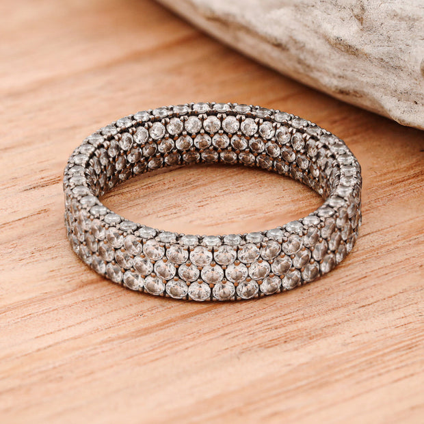 Four Sided Diamond Pave Ring, Hand Set with Diamonds Covering Every Surface