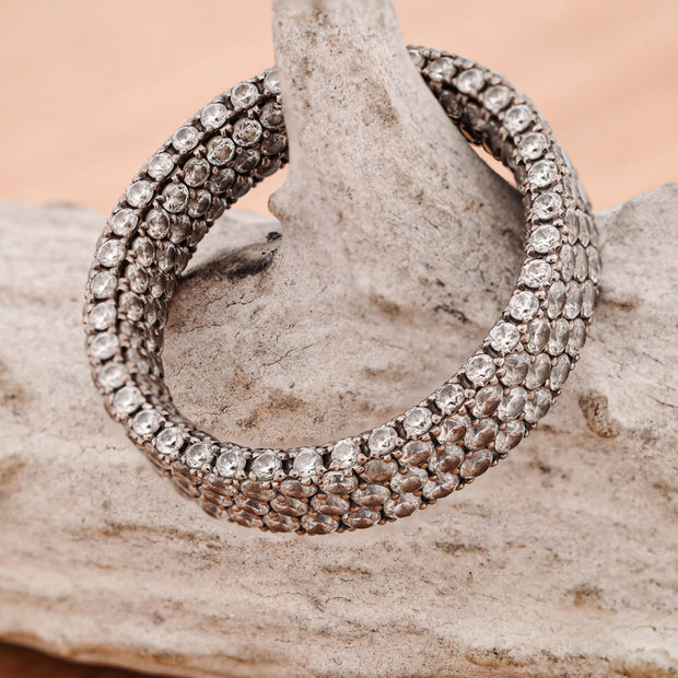 Four Sided Diamond Pave Ring, Hand Set with Diamonds Covering Every Surface