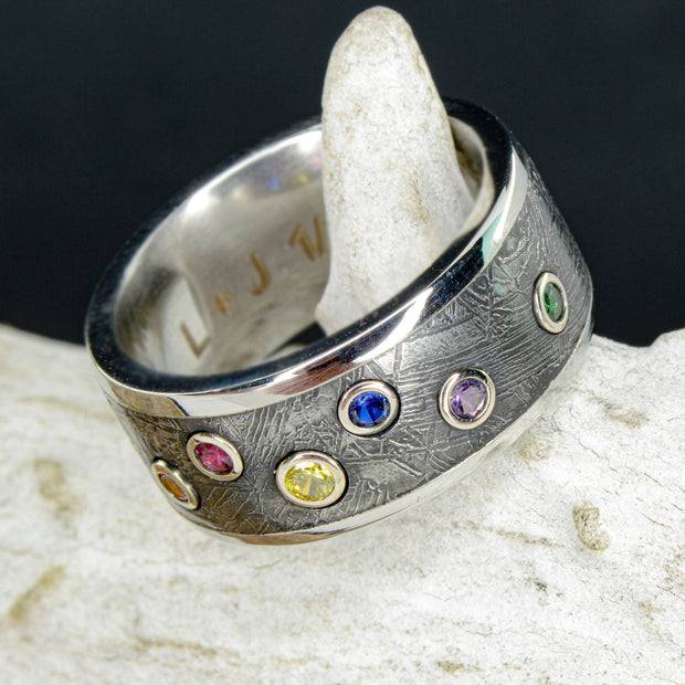 Infinity Ring, Meteorite, & Gemstones