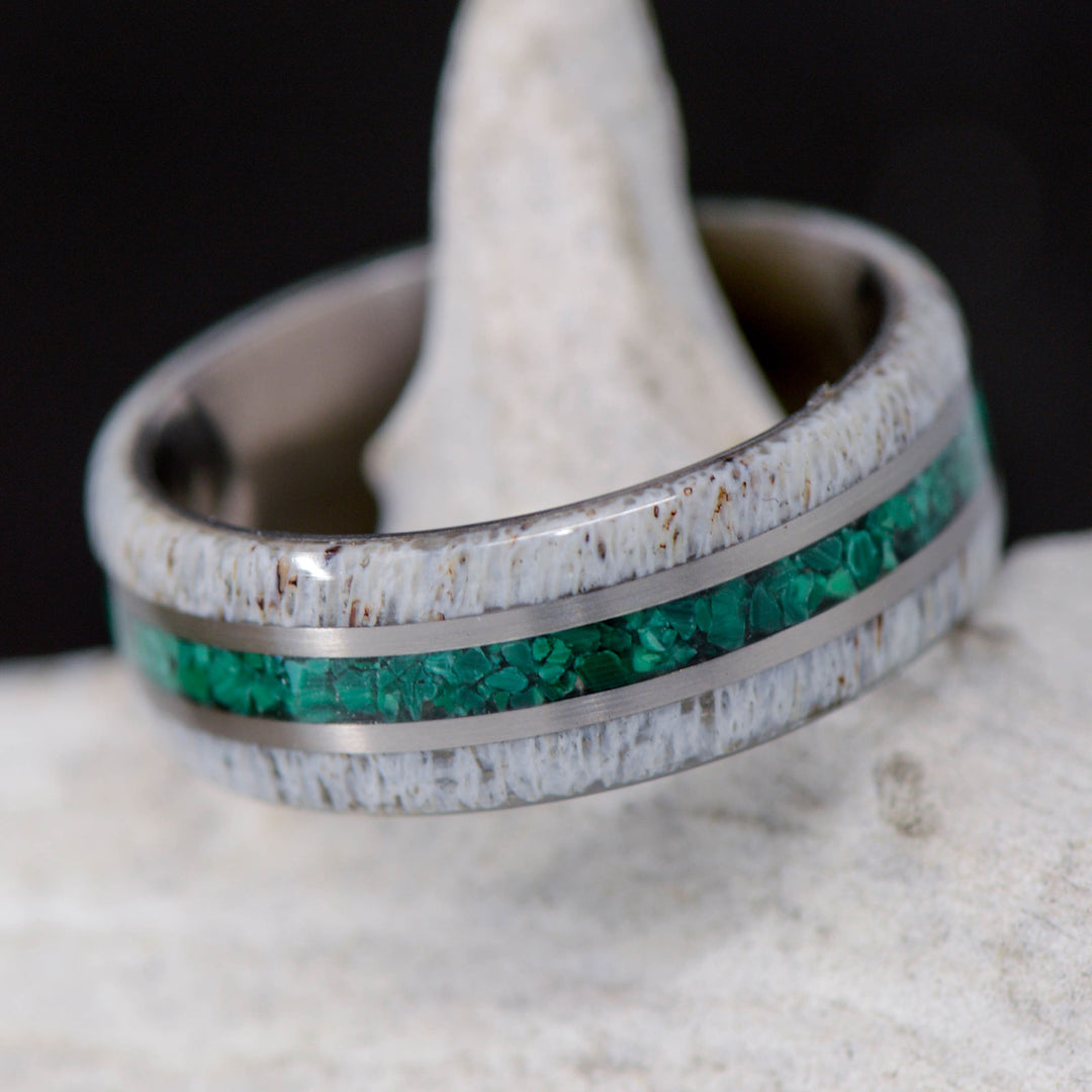 Antler, Malachite, Yellow Gold