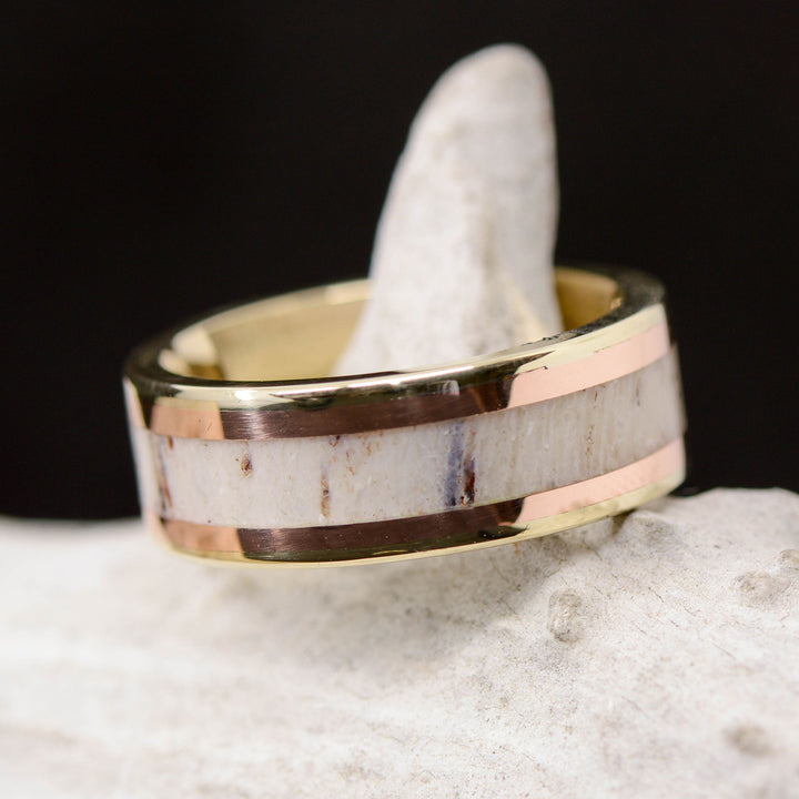 Antler, Rose Gold Inlays in Tungsten or Ceramic Channel