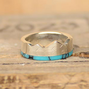Teton Mountains Engagement Ring - Gold & Turquoise