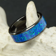 Crushed Blue Opal in Tungsten or Ceramic Channel