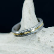 Polished Damascus Steel & Gold or Silver Inlay 3mm