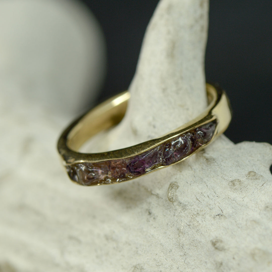 Raw Cut Amethyst Channel Ring