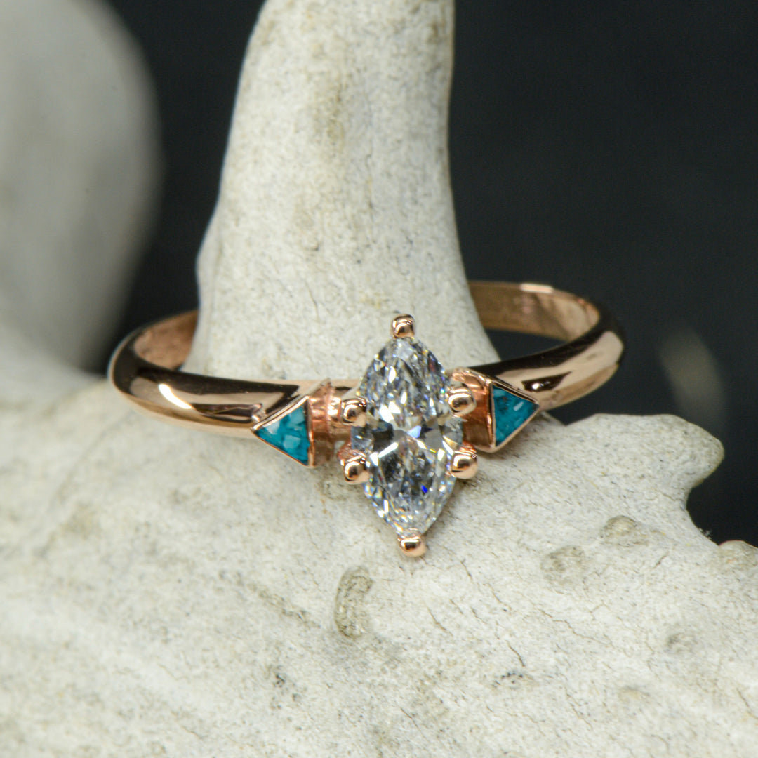 Marquise Diamond, Turquoise Inlays