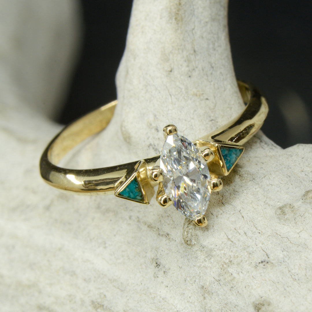 Marquise Diamond, Turquoise Inlays