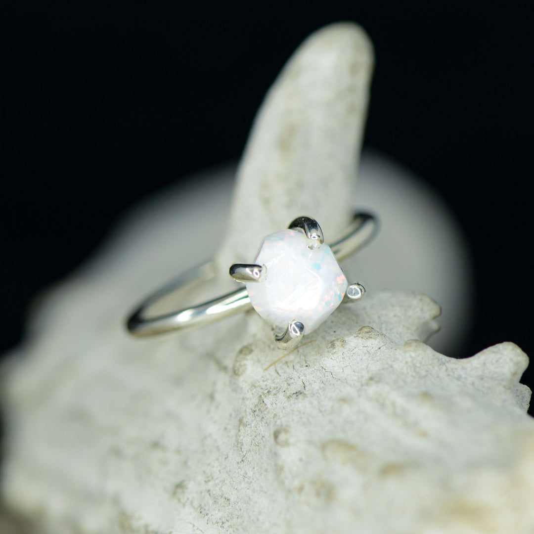 Raw Cut Opal Solitaire Ring