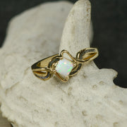 Opal Solitaire with Abalone & Meteorite Inlays