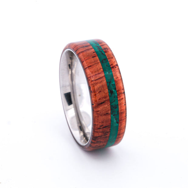 SALE RING -  Stainless Steel, Rosewood, & Imperial Jade - Size 10