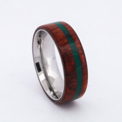 SALE RING - Stainless Steel, Rosewood, & Imperial Jade - Size 11