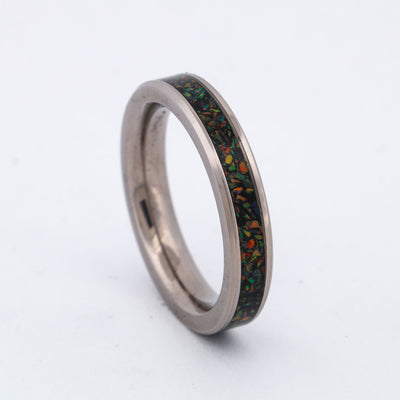 SALE RING -  Titanium & Black Opal - Size 7.25