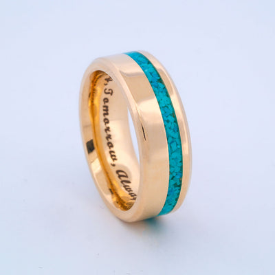SALE RING - Yellow Gold, & Turquoise - Size 10