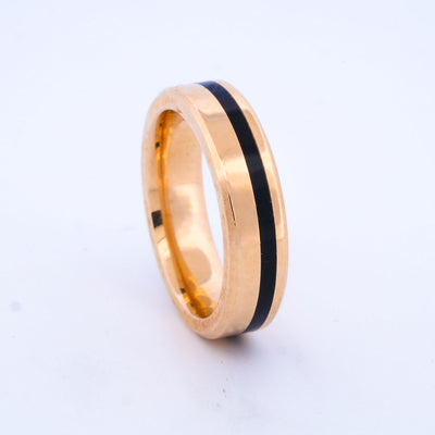 SALE RING -  Yellow Gold, & Black Jet - Size 8.25