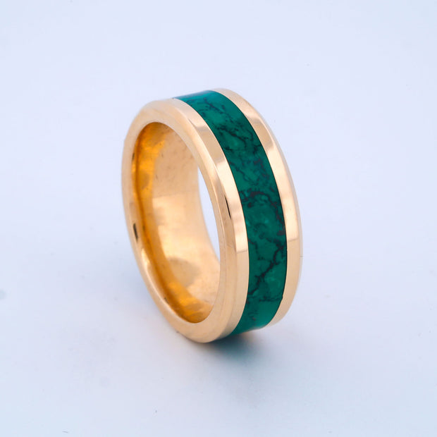 SALE RING -  Yellow Gold, & Imperial Jade - Size 8.5