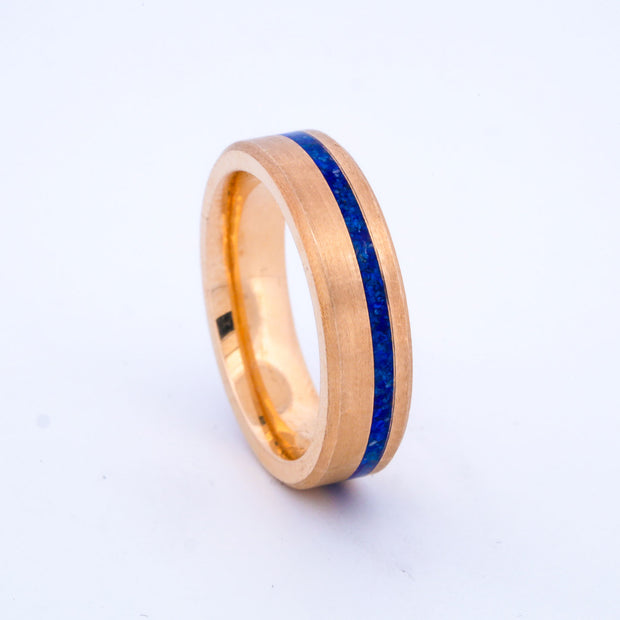 SALE RING -  Yellow Gold, & Lapis Lazuli - Size 8.75