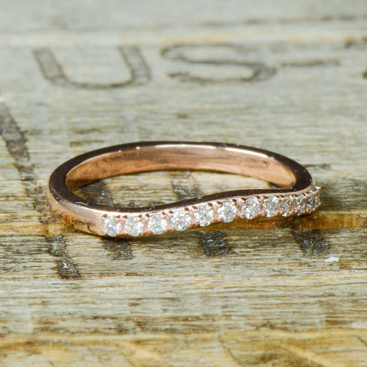 Yellow Gold, 3 Diamonds, Antler, Stacking Band