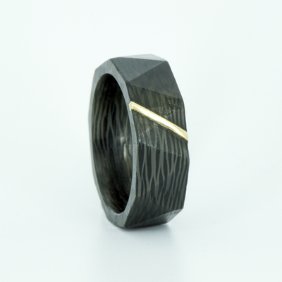 SALE RING - Carbon Fiber and Yellow Gold - Size 10.75