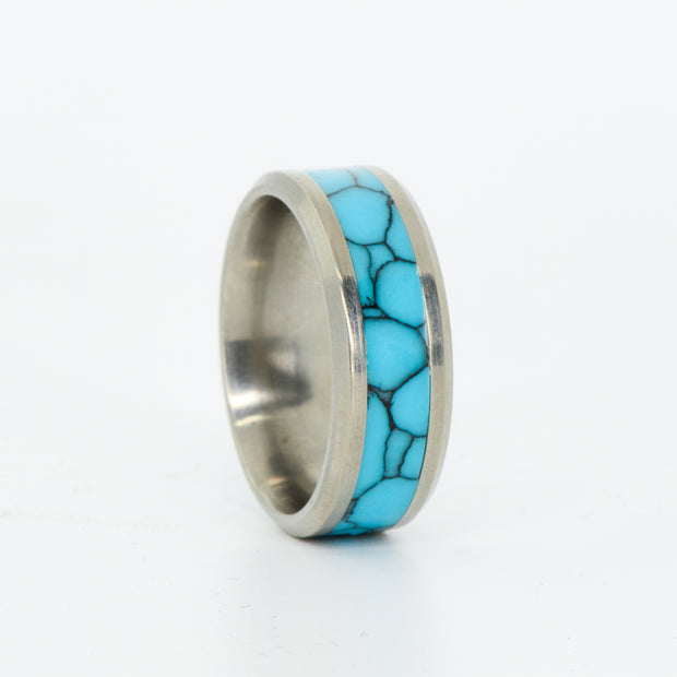 SALE RING -  Titanium and Turquoise - Size 9.5