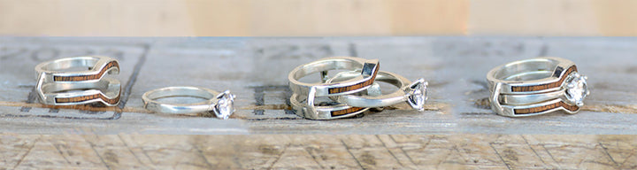 Diamond Solitaire With Koa Wood Ring Guard