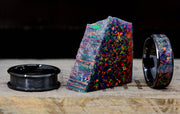 Crushed German Black Opal in Tungsten or Ceramic Channel