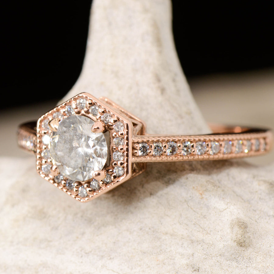 Hexagon Halo Diamond ring