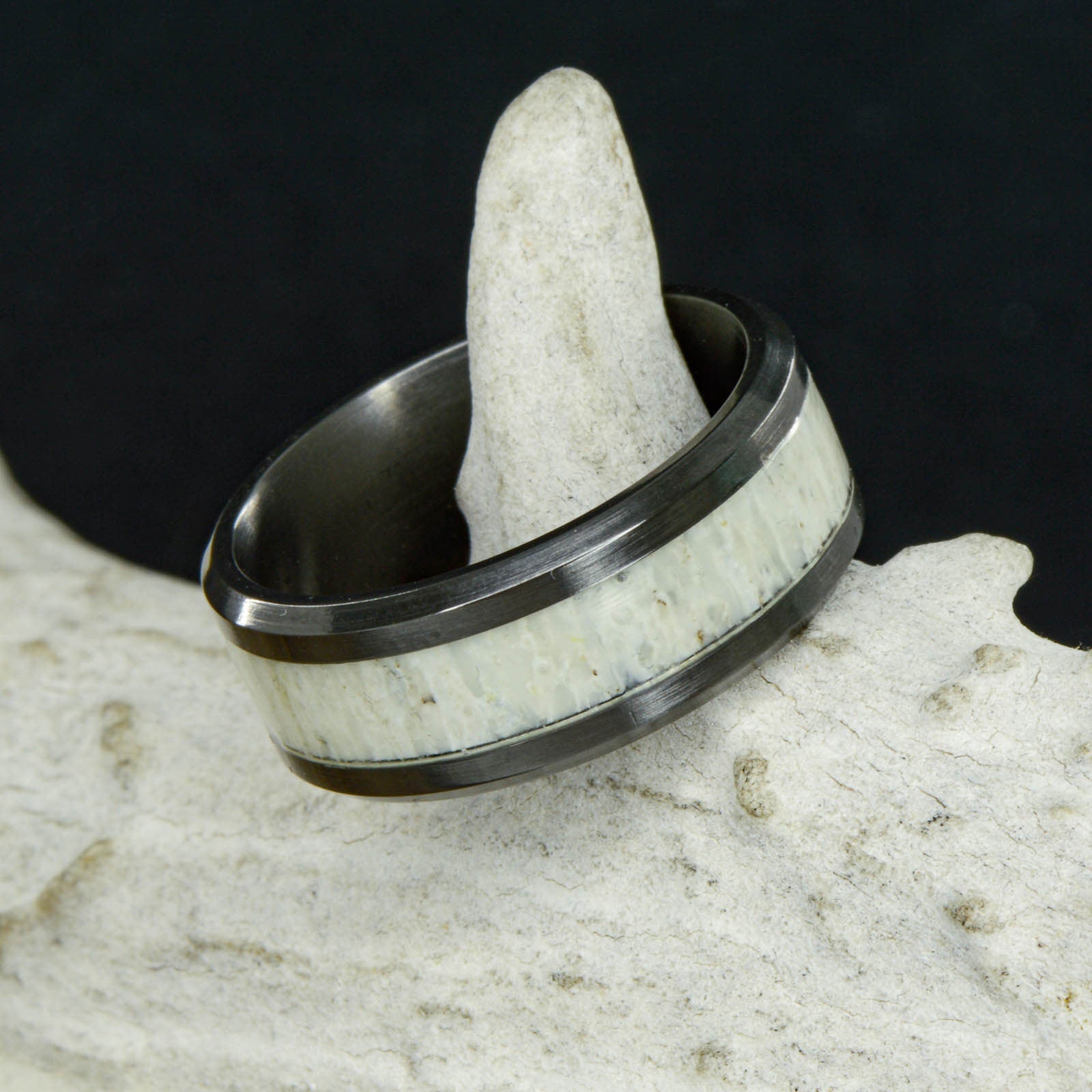 Black Zirconium with Elk Antler Inlay – Stone Forge Studios