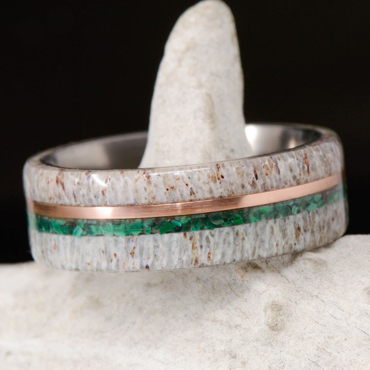 Antler, Rose Gold, Malachite