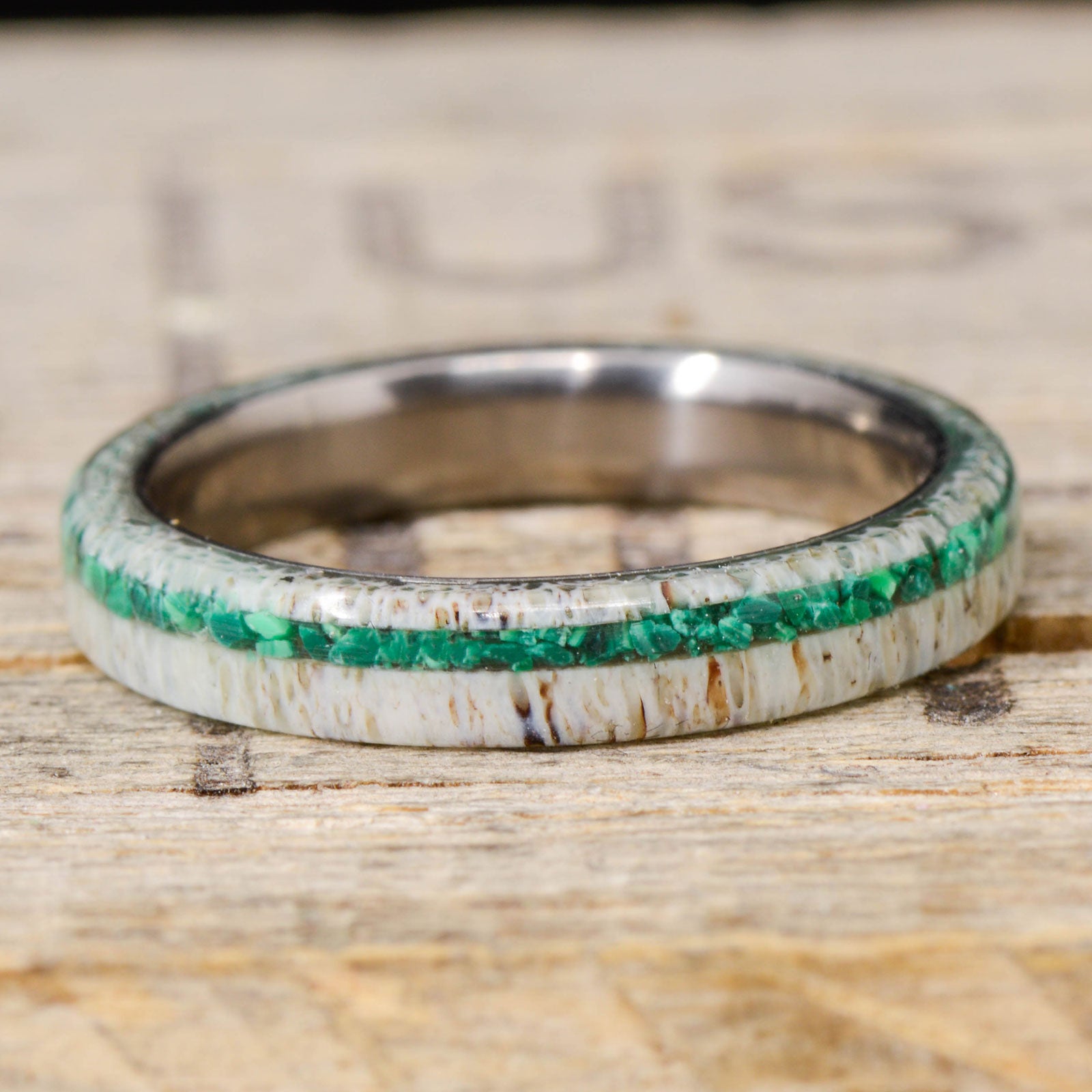 Elk Antler, Green Malachite Stone Inlay – Stone Forge Studios