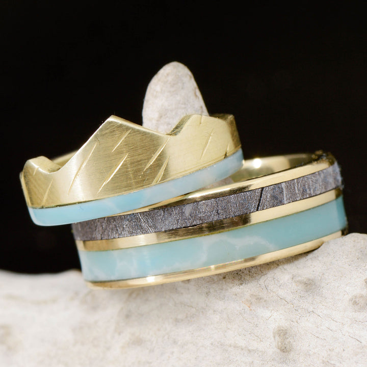 Larimar, Muonionalusta Meteorite, Mountain Ring