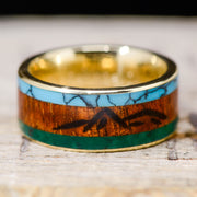 Turquoise, Koa Wood, & Imperial Jade with Engraved Mountains Channel