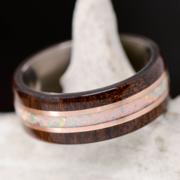 Walnut, White Opal, Rose Gold