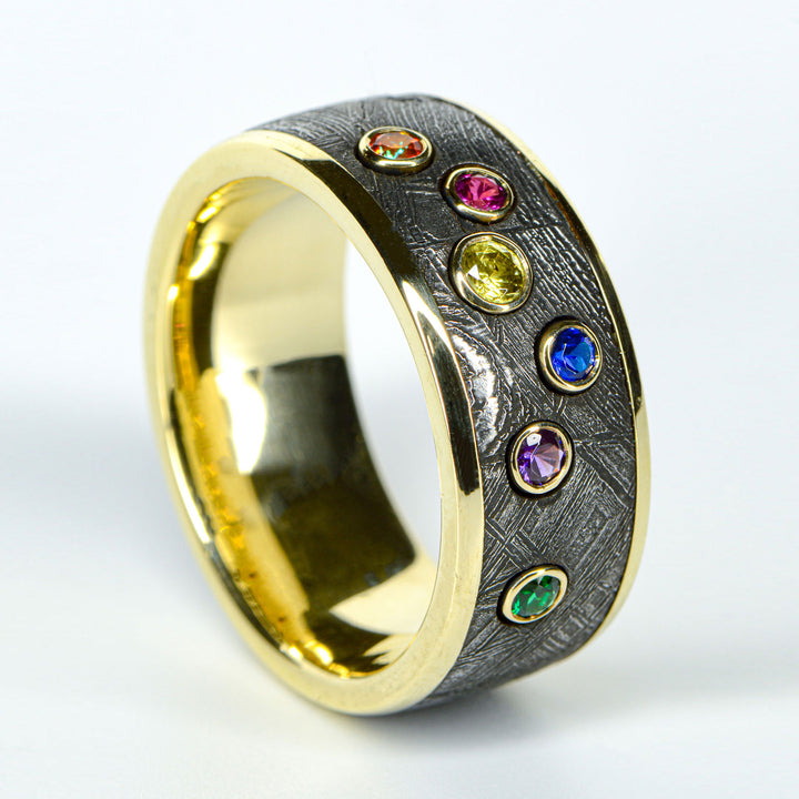 Infinity Ring, Meteorite, & Gemstones