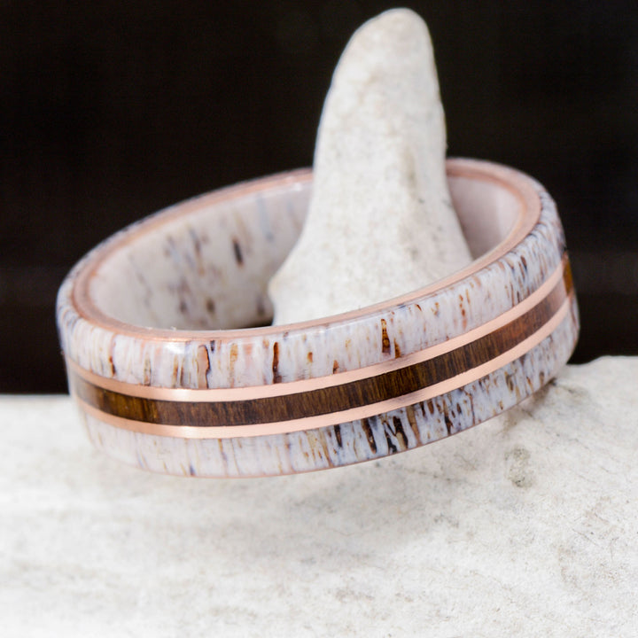 Antler, USS N.C. Warship Teak Wood, Rose Gold