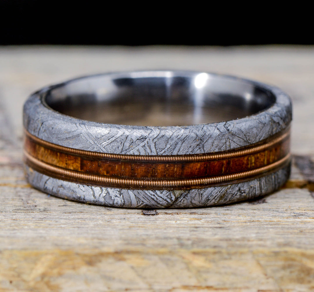 Etched Muonionalusta Meteorite, Koa Wood, & Guitar Strings 8mm