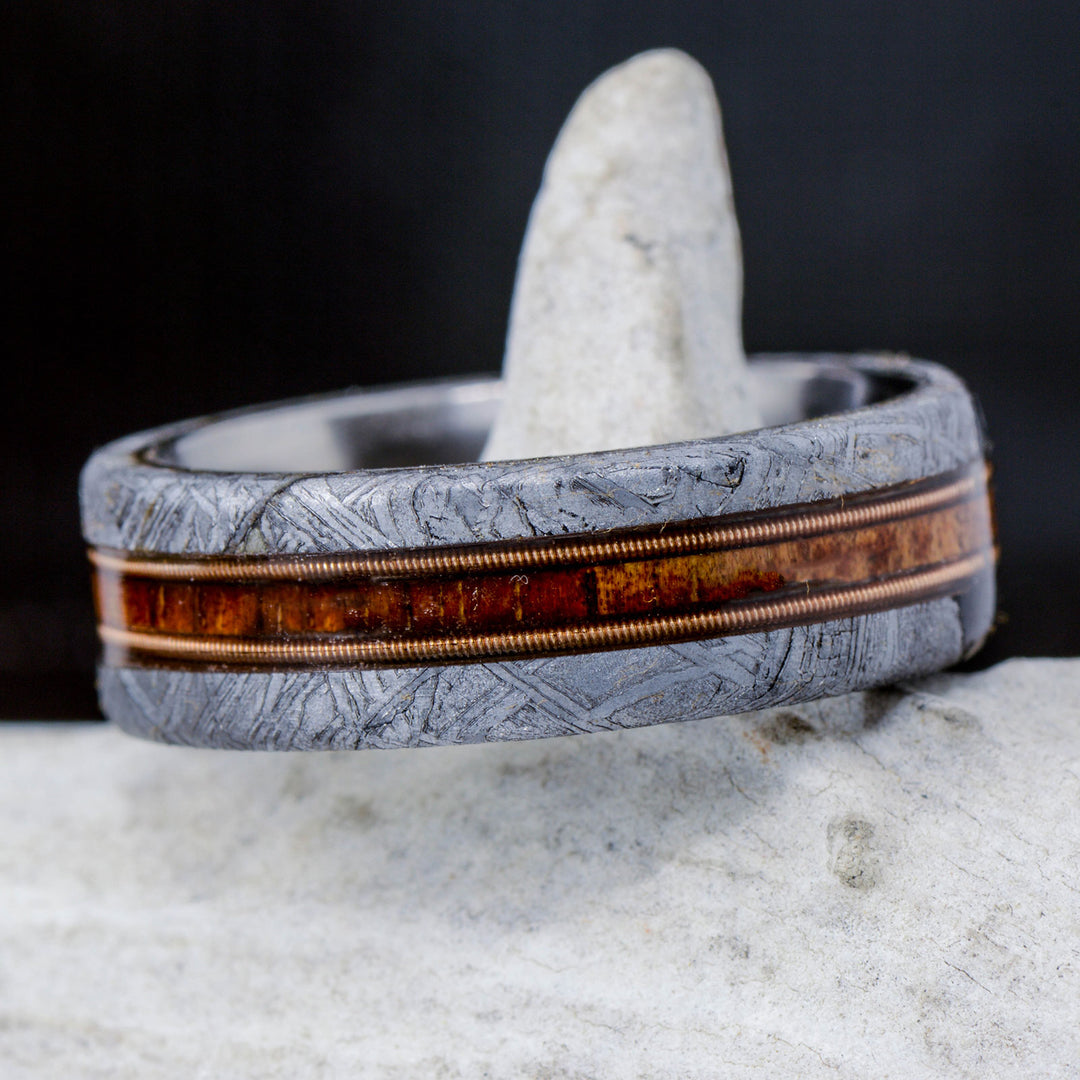 Etched Muonionalusta Meteorite, Koa Wood, & Guitar Strings 8mm