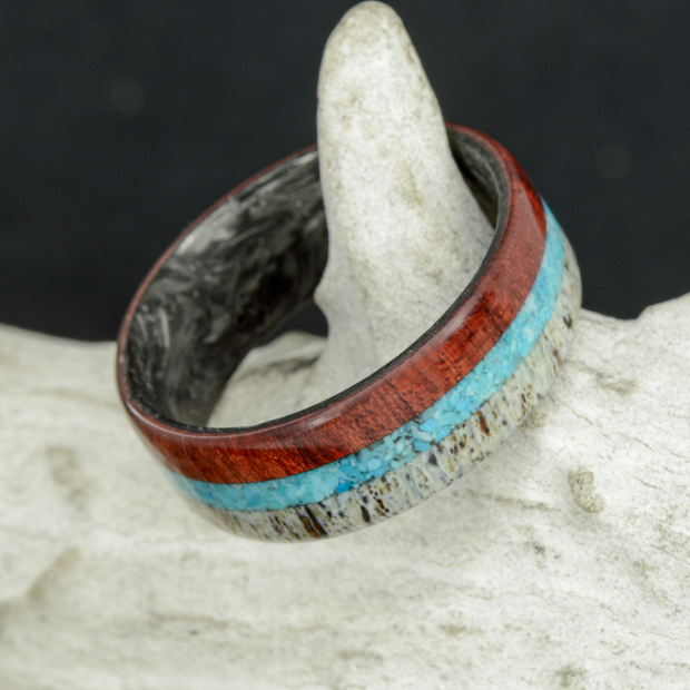 The Outdoorsman - Forged Carbon Fiber with Antler, Turquoise, and Bloodwood