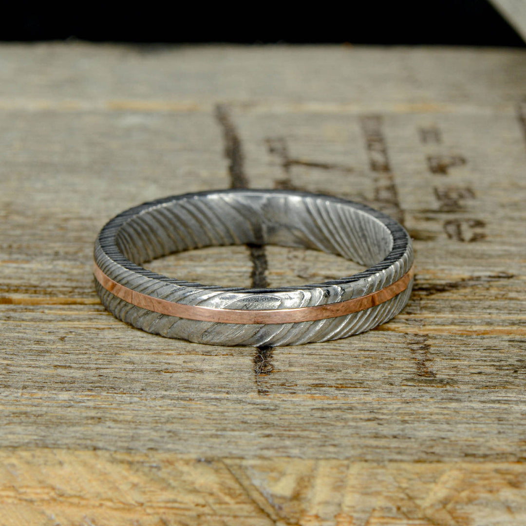 Polished Damascus Steel & Rose Gold